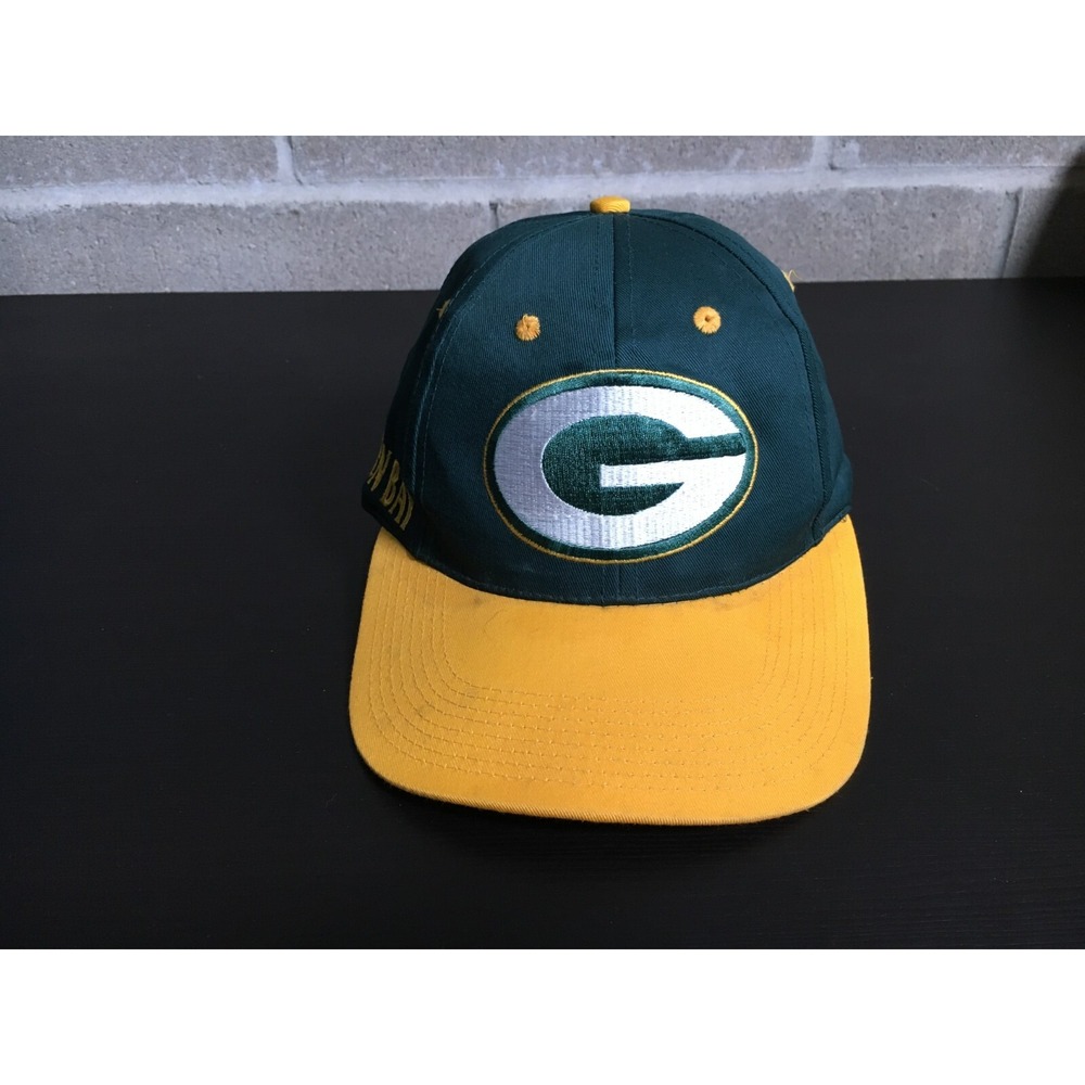 Vintage Green Bay Packers Hat Cap Mens Snap Back Green Football NFL Embroidered